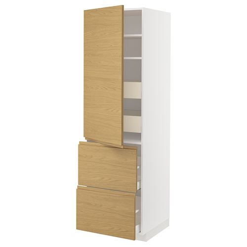 IKEA - METOD/MAXIMERA, kitchen high cabinet, VOXTORP oak effect, 60x60x200 cm