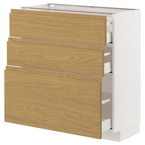 IKEA - METOD/MAXIMERA, base cabinet with drawers, VOXTORP oak effect, 80x37 cm