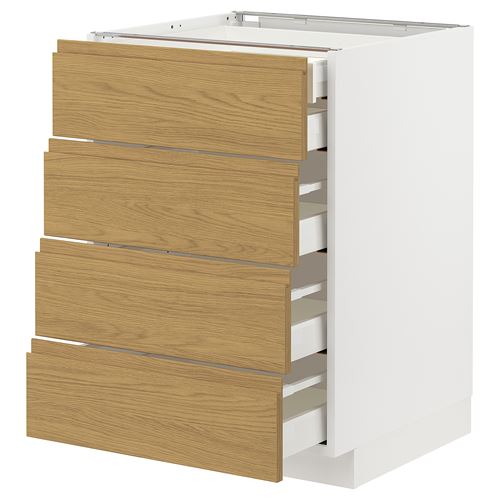 IKEA - METOD/MAXIMERA, base cabinet with drawers, VOXTORP oak effect, 60x60 cm