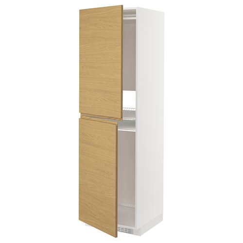 IKEA - METOD, fridge-freezer high cabinet, VOXTORP oak effect, 60x60x200 cm