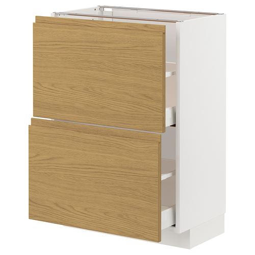 IKEA - METOD/MAXIMERA, base cabinet with drawers, VOXTORP oak effect, 60x37 cm