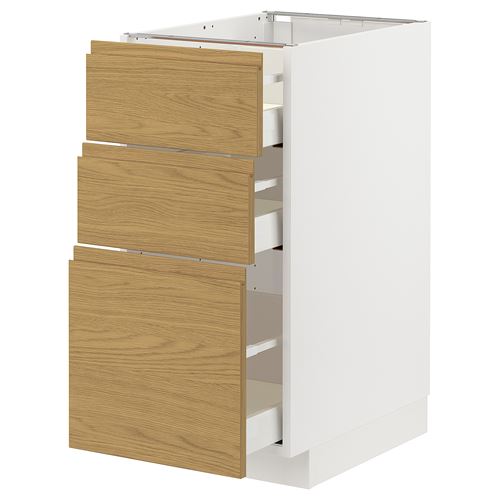 IKEA - METOD/MAXIMERA, base cabinet with drawers, VOXTORP oak effect, 40x60 cm