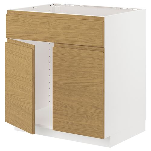 IKEA - METOD, sink cabinet, VOXTORP oak effect, 80x60 cm