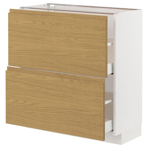 IKEA - METOD/MAXIMERA, base cabinet with drawers, VOXTORP oak effect, 80x37 cm