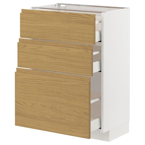 IKEA - METOD/MAXIMERA, base cabinet with drawers, VOXTORP oak effect, 60x37 cm