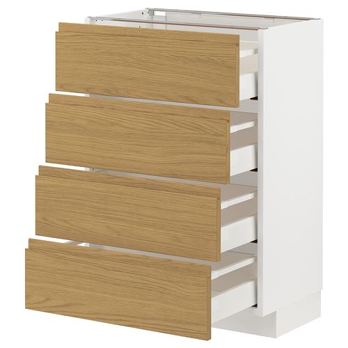 IKEA - METOD/MAXIMERA, base cabinet with drawers, VOXTORP oak effect, 60x37 cm