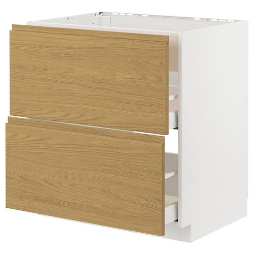 IKEA - METOD/MAXIMERA, cabinet for hob, VOXTORP oak effect, 80x60 cm