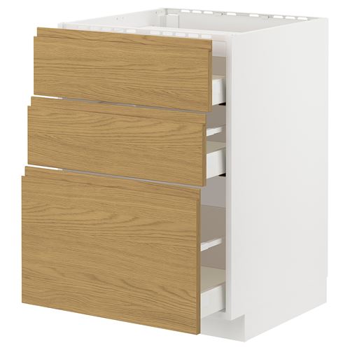 IKEA - METOD/MAXIMERA, cabinet for hob, VOXTORP oak effect, 60x60 cm