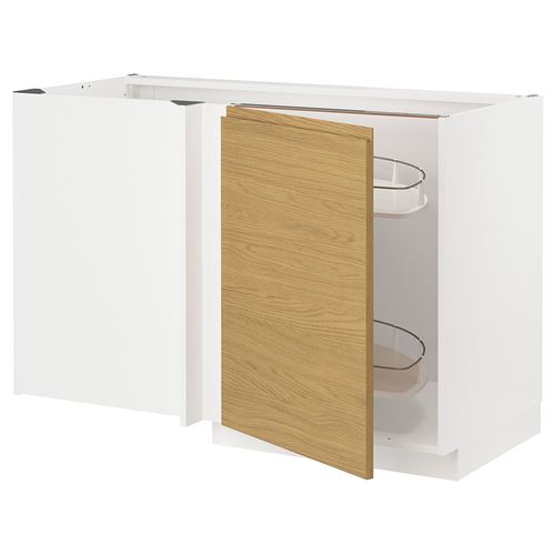 IKEA - METOD, corner base cabinet, VOXTORP oak effect, 128x68 cm