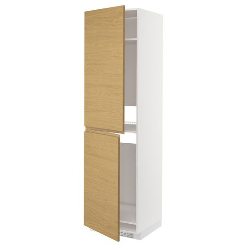 IKEA - METOD, fridge-freezer high cabinet, VOXTORP oak effect, 60x60x220 cm