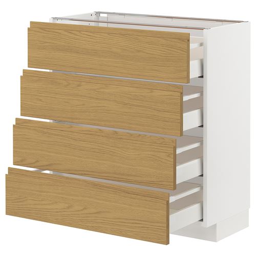 IKEA - METOD/MAXIMERA, base cabinet with drawers, VOXTORP oak effect, 80x37 cm