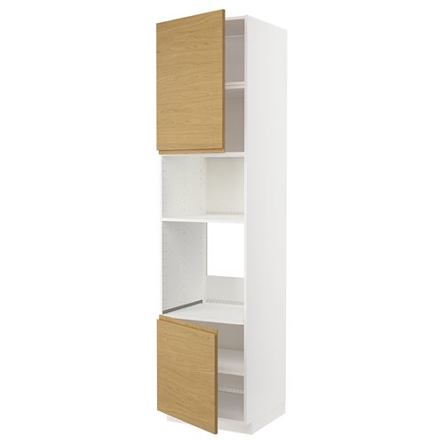 IKEA - METOD, oven-microwave owen cabinet, VOXTORP oak effect, 60x60x240 cm