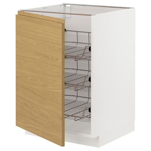 IKEA - METOD, base cabinet with doors, VOXTORP oak effect, 60x60 cm