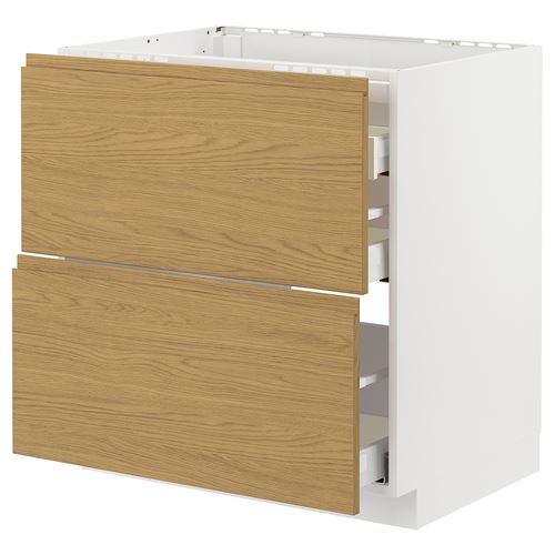 IKEA - METOD/MAXIMERA, cabinet for hob, VOXTORP oak effect, 80x60 cm