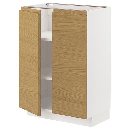 IKEA - METOD, base cabinet with doors, VOXTORP oak effect, 60x37 cm