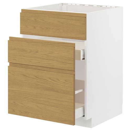 IKEA - METOD/MAXIMERA, sink cabinet, VOXTORP oak effect, 60x60 cm