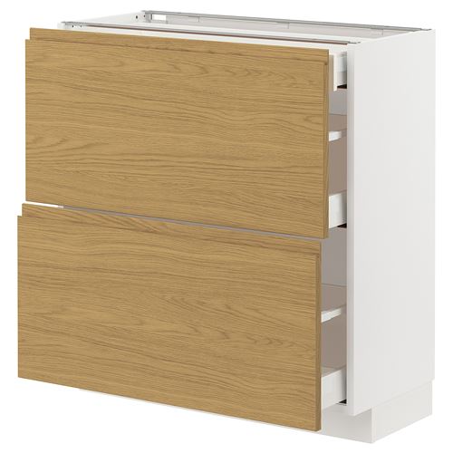 IKEA - METOD/MAXIMERA, base cabinet with drawers, VOXTORP oak effect, 80x37 cm