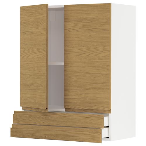 IKEA - METOD/MAXIMERA, kitchen wall cabinet, VOXTORP oak effect, 80x100 cm