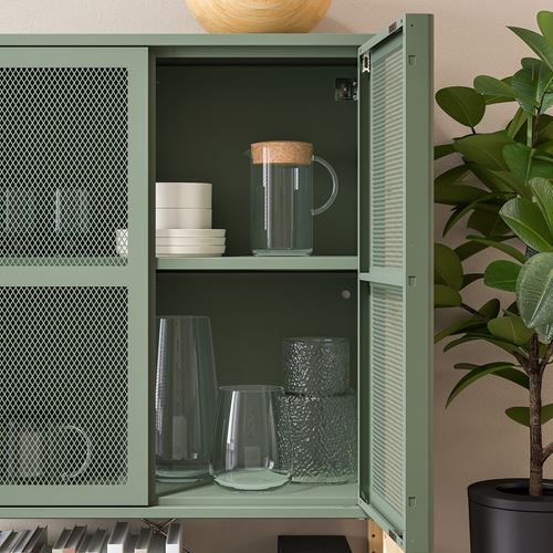 IKEA - IVAR, cabinet with door, pine/green, 89x30x124 cm