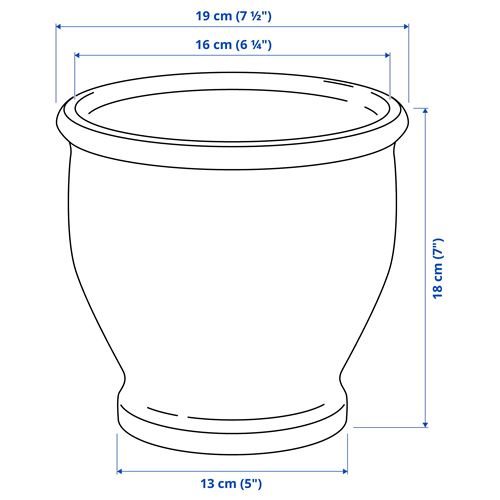 IKEA - TRUMPETBUSKE, seramik saksı, mavi, 15 cm