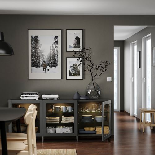 IKEA - BESTA, storage combination, dark grey, 180x42x74 cm