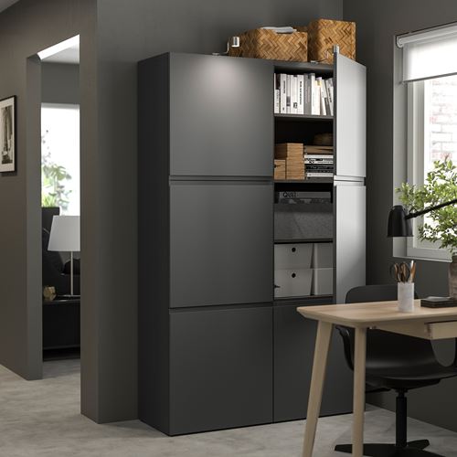 IKEA - BESTA, storage combination, dark grey, 120x42x193 cm