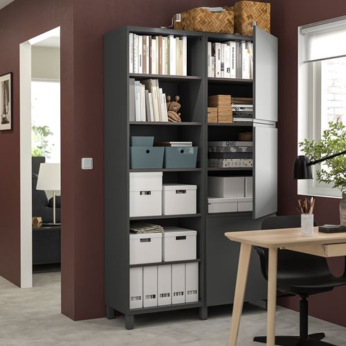 IKEA - BESTA, storage combination, dark grey, 120x42x202 cm