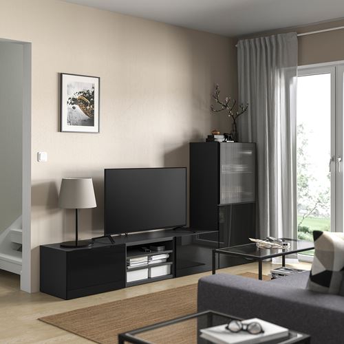 IKEA - BESTA, tv storage unit, black, 240x42x129 cm