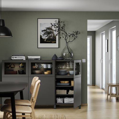 IKEA - BESTA, storage combination, dark grey, 180x42x112 cm