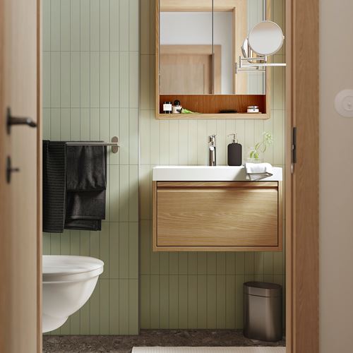 IKEA - ANGSJÖN, wash-basin cabinet, oak effect, 60x48x33 cm