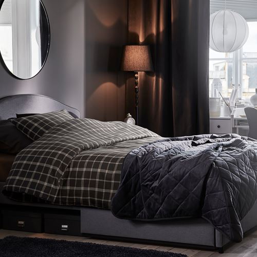 IKEA - STRUTBRAKEN, double quilt cover and 2 pillowcases, grey, 240x220/50x60 cm