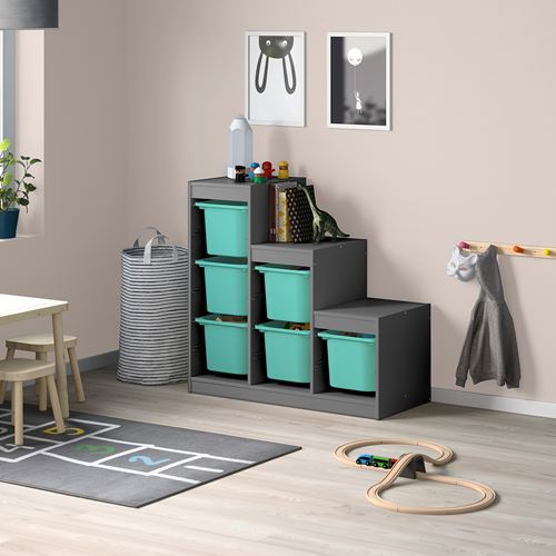 IKEA - TROFAST, storage-unit, grey-turquoise, 99x44x94 cm