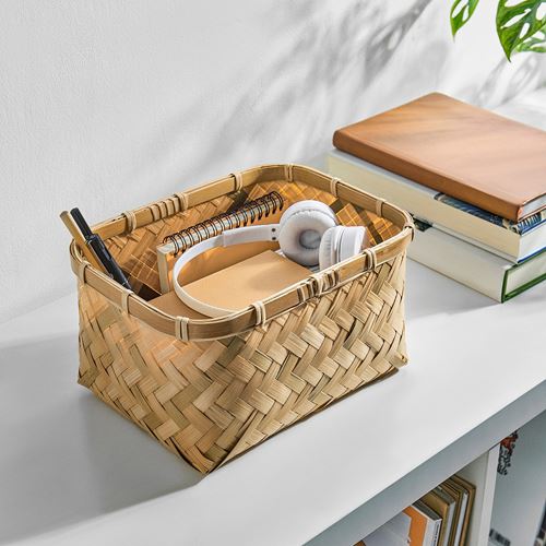 IKEA - MJÖLKKANNA, basket, bamboo, 18x25x14 cm