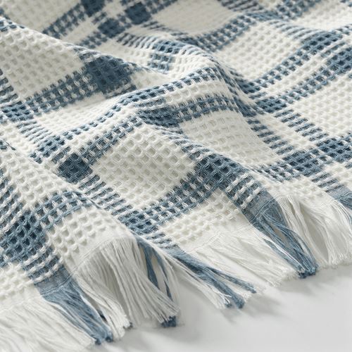 IKEA - SIKELVINGE, throw, white blue-check, 130x170 cm