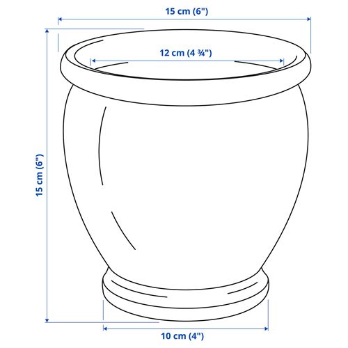 IKEA - TRUMPETBUSKE, seramik saksı, mavi, 12 cm