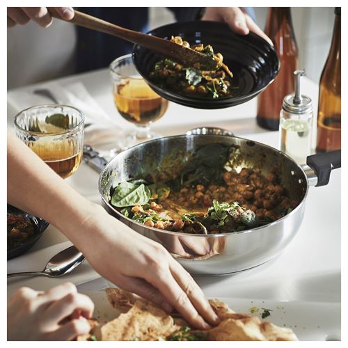 IKEA - MIDDAGSMAT, saute pan, glass/stainless steel, 24 cm