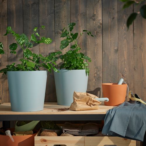 IKEA - VITLÖK, çelik saksı, açık gri-mavi, 24 cm