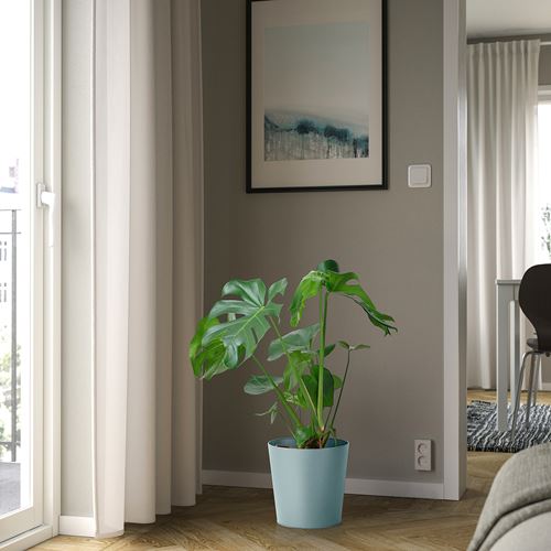 IKEA - VITLÖK, çelik saksı, açık gri-mavi, 24 cm