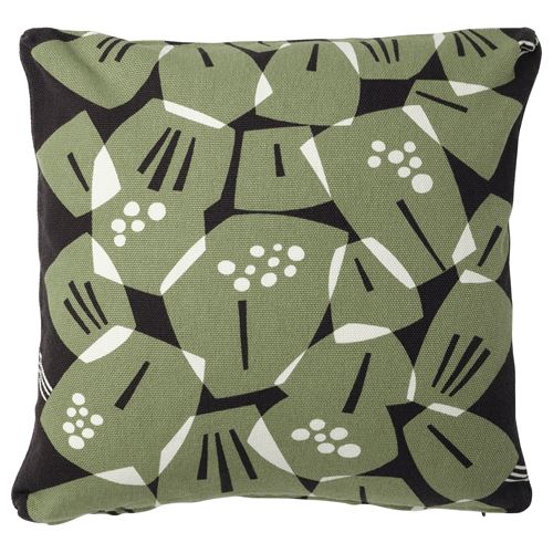 IKEA - UNDERBLOMMA, lace pillow cover, black-grey-green, 50x50 cm