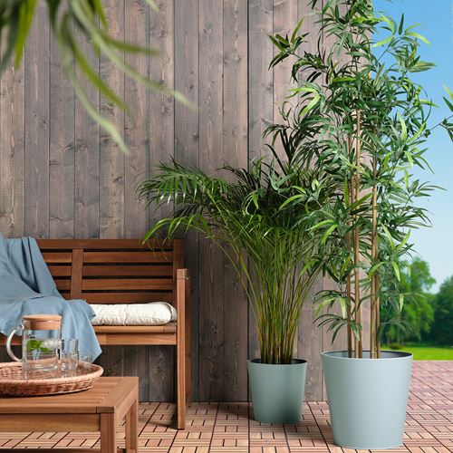 IKEA - VITLÖK, steel plant pot, light grey-blue, 32 cm