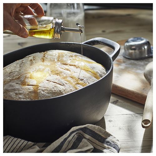 IKEA - VARDAGEN, casserole with lid, enamelled cast iron-matte black, 6.5 l