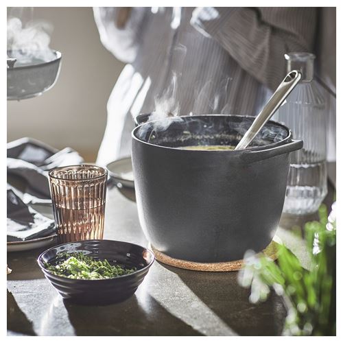 IKEA - VARDAGEN, enamel pot, enamelled cast iron-matte black, 5 l