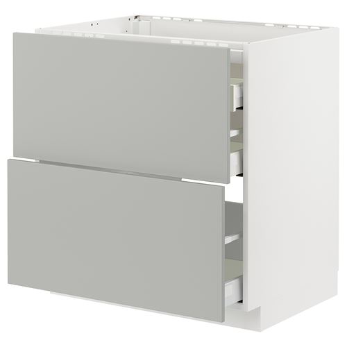 IKEA - METOD/MAXIMERA, cabinet for hob, HAVSTORP light grey, 80x60 cm