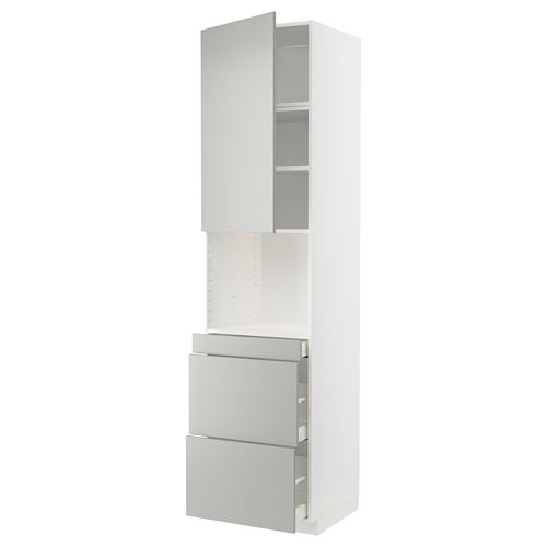 IKEA - METOD/MAXIMERA, microwave oven high cabinet, HAVSTORP light grey, 60x60x240 cm