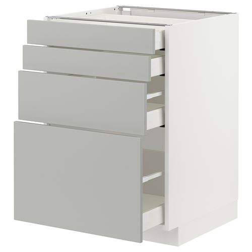 IKEA - METOD/MAXIMERA, base cabinet with drawers, HAVSTORP light grey, 60x60 cm