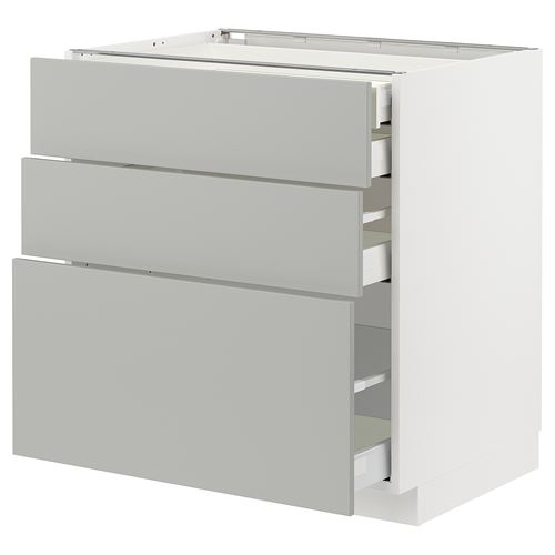 IKEA - METOD/MAXIMERA, base cabinet with drawers, HAVSTORP light grey, 80x60 cm