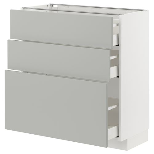 IKEA - METOD/MAXIMERA, base cabinet with drawers, HAVSTORP light grey, 80x37 cm