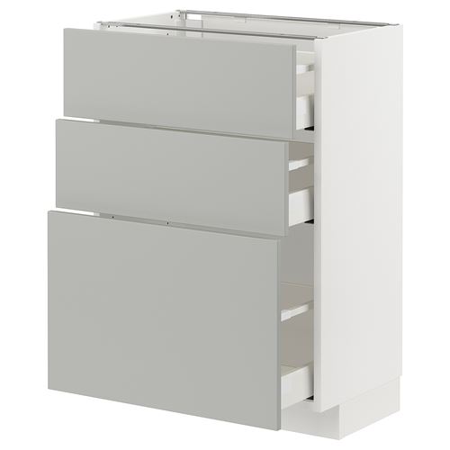 IKEA - METOD/MAXIMERA, base cabinet with drawers, HAVSTORP light grey, 60x37 cm