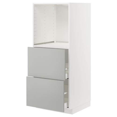 IKEA - METOD/MAXIMERA, oven high cabinet, HAVSTORP light grey, 60x60x140 cm