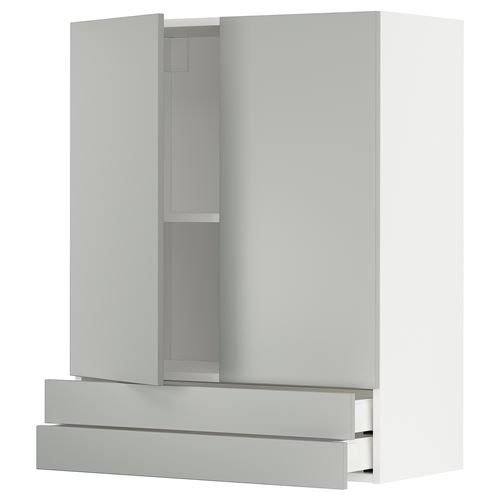 IKEA - METOD/MAXIMERA, kitchen wall cabinet, HAVSTORP light grey, 80x100 cm